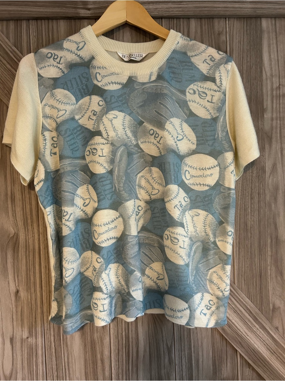 VTG 90s Baseball Novelty Knit Top Bestseller by Donna Sporty Streetwear Chic XL